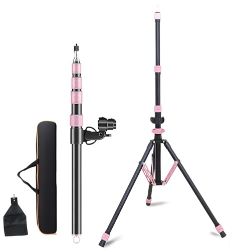 BOLLUMA Kit de support de lumière pour photographie avec bras de flèche, trépied réglable de 200 cm, rallonge de 168 cm, bras de support avec sac de sable, en aluminium portable pour anneau de lumière