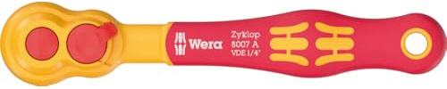 Wera 05004866001 8007 A VDE Zyklop Knarre, isoliert, mit Umschalthebel, mit 1/4-Antrieb, 1/4 x 144 mm