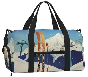 Mexpekil Ski Slope Gym Bag with Shoe Compartment Waterproof Duffel Bag Large Overnight Weekend Bags Travel Holdall for Women Men Teens