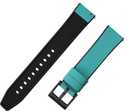 Bracelets de montre en caoutchouc FKM à dégagement rapide, bracelet épais de 18 à 24mm, avec boucle en argent, noir et or, tissu à voile, Sport(Gyan-Buckle2,21mm)