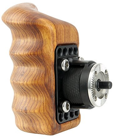 NICEYRIG Wooden Handle Grip with ARRI Rosette for Camera Cage Shoulder Mount Support Rig System (Right)
