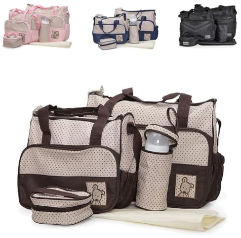 Moni Wickeltasche Stella, Set mit Wickelunterlage, Isoliertasche f. Babyflaschen braun