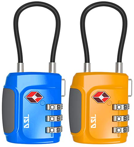 TSA Approved Luggage Lock, DSL Pack of 2 Travel Combination Padlocks with Code (3 Digits), Code Lock for Travel/Gym/School Locker
