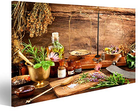islandburner, Bild auf Leinwand Alte Naturheilkunde Kräuter - Leinwand Bilder in verschiedenen Formaten für Wohnzimmer, Schlafzimmer oder Küche - Leinwandbilder, Wandbilder, Wand-Bilder Poster