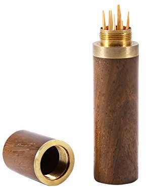 Porte-Cure-Dents Portable en Bois Noir, Boîte de Rangement de Voyage, Design Compact, 8,2 cm x 1,7 cm, Capacité 20 Cure-Dents