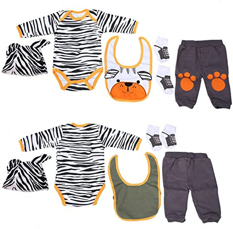 Tnfeeon 50-55cm/20-22in Simulation Reborn Doll Kleidung Set Cute Striped Cartoon Bear Kleidung Set für Kinder Puppe(Baby Bär Kleidung)