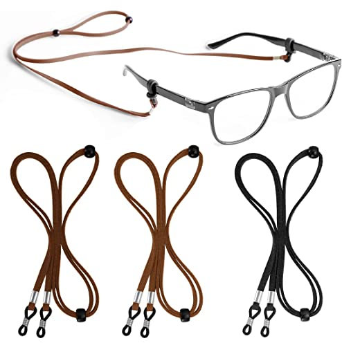 LIUJZZJ 3 Stück Brillenband PU Leder Brillen Seil Klassisch Brille Halter Brillen Kordel Halter