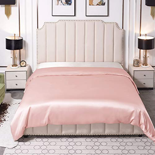 THXSILK 25 Momme Seide Bettbezug aus 100% Natürlich Maulbeer Seidenbettwäsche Bettbezüge, 140x200, Bezauberndes Rosa