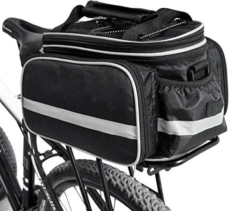 CHANGXI Fahrradtasche, Fahrradtaschen für Gepäckträger Tasche,Satteltasche 10-25L Multifunktion Packtasche Rucksack Handtasche, Haltbares Nylon Mit wasserdicht Regenfeste Abdeckung (Schwarz)