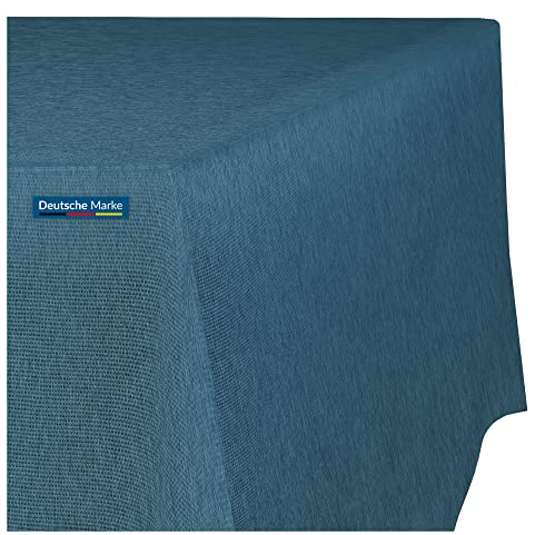TEXMAXX Tischdecke abwaschbar Eckig - 140 x 120 cm in Blau - Maßgefertigte Tischdecke Leinenoptik mit Lotuseffekt - Gartentischdecke wasserabweisend mit Fleckschutz