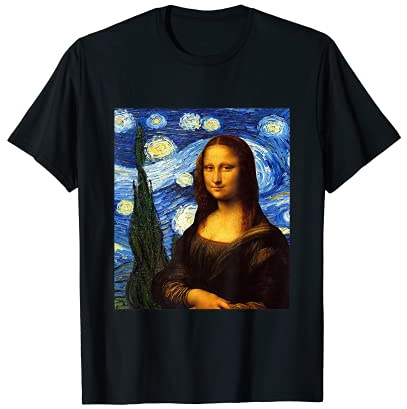 Popurrí de arte de la noche estrellada de Mona Lisa Camiseta