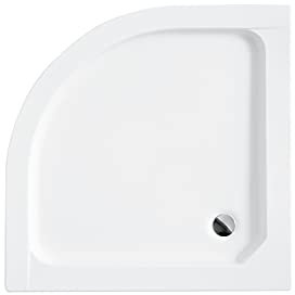VBChome Piatto doccia 70 x 70 cm Sifone piatto doccia quadrato bianco liscio + scarico fi50 piastra di copertura sanitaria acrilico