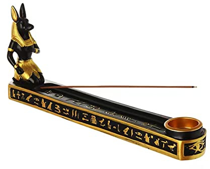 Räucherstäbchenhalter, Ägyptischer Gott Anubis Statue Räuchergefäß, Harz, Dekoration für Räucherstäbchen, Räucherkegel, 26 x 11 cm
