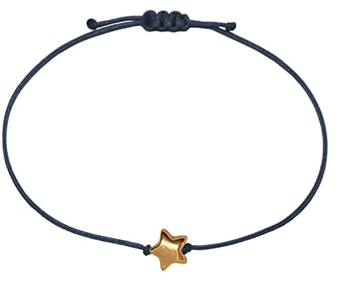 Selfmade Jewelry armband för damer, stjärna, justerbar makramé-armband med stjärna, handgjort inkl. Presentförpackning