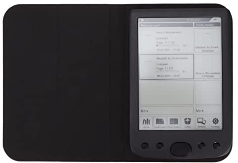 E Book Reader, E Reader mit 6 Zoll HD Tintenbildschirm, 512 MB, 8 GB Speicher, mit E Reader Hülle, Unterstützung für PDF, TXT, DOC, FB2, EPUB, RTF, PRC, MOBI Usw
