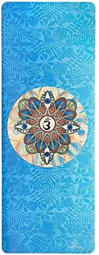 SYXL Yogamatte mit Lotusdruck, 5 mm, rutschfeste Gymnastikmatte aus PU-Naturkautschuk, strapazierfähige, hautfreundliche und farbechte Trainingsmatte