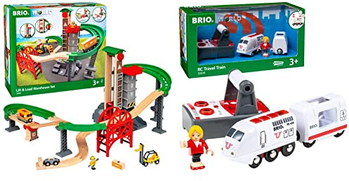 BRIO World 33887 Großes Lagerhaus-Set mit Aufzug - Zubehör für die BRIO Holzeisenbahn & World 33510 IR Express Reisezug - Elektrische Lokomotive mit Fernsteuerung - Zubehör für die BRIO World