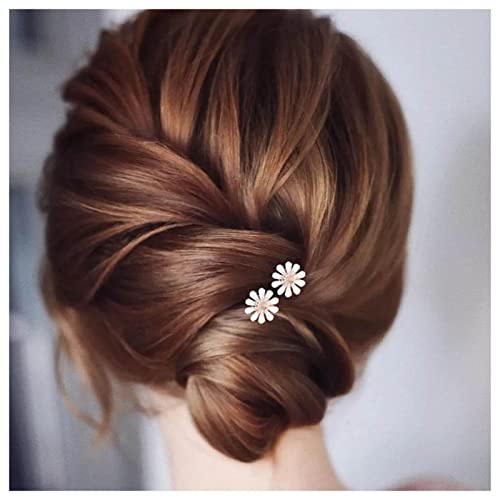 Inilbran Vintage Blumen Haarnadeln Gold Blume Hochzeit Haarspange Pins Daisy Blume Haarnadeln Barrette Blume Braut Haarteil Dekorativen Haarschmuck Für Frauen Und Mädchen Haarschmuck Packung Von 2