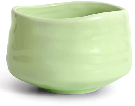 Green Hearted Roots Ceramic Matcha Bowl - Large Ceremonial Japanese Green Tea Cup