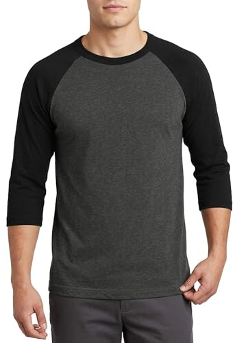 Herren Raglan Baseball Tee Shirt - Casual T-Shirts, 3/4 - Schwarz/Anthrazit, 3X-Groß