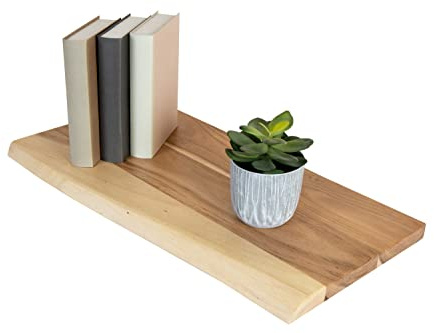 SAM Holzplatte Arya 60x30 cm, Akazie Natur, einseitige Baumkante | Holzbrett massiv, naturfarben, Baumkanten-Platte für Heimwerker, Regale & Fensterbretter