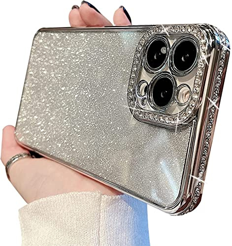 Tybiky Handyhülle für iPhone 11 Hülle Silikon Bling Überzug Glänzend Strass Diamant glänzender Stoßfänger und Kameraobjektiv-Design Handyhülle Case Glitter Schutzhülle Cover für iPhone 11.Silber