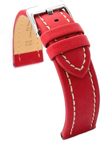 diloy Cinturino orologio pelle ingrassata cucita bianca 377 | Cinturino in pelle bovina uomo o donna, sportivo, 4 mm, cuciture bianche, cambio rapido o utensili
