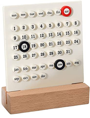 Ewiger Kalender, Datumsaufzeichnung, handgefertigt, Ringornamente, Schreibtischkalender für Bürobedarf, Zuhause, Küche, Dekor (weiß)