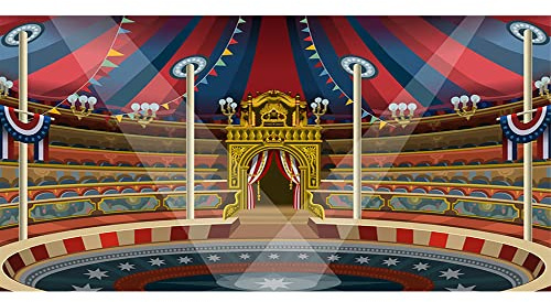 Aoihrraan 2,5x1,2m Circo Backdrop Teatro Carnevale Spotlight Esecuzione Tenda Bandiere Nastro Fotografia Sfondo Bambini Circo Tema Festa Di Compleanno Decor Ragazzo Ragazza Ritratto Studio Props
