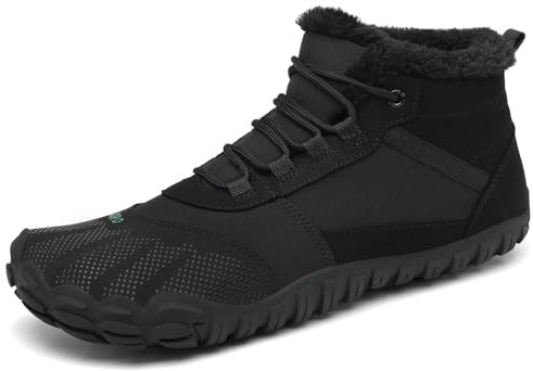 SAGUARO Winter Barfußschuhe Herren Barfuss Schuhe Damen Winter Gefüttert Winterschuhe Wasserabweisend Winterstiefel Winterboots Schneeschuhe Schwarz, Gr.43