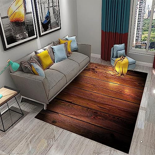3D Braunes Holz Teppiche Für Wohnzimmer Schlafzimmer Dekor Teppich Weiche Flanell Kinderzimmer Spielbereich Teppiche Küche Korridor Esszimmer Bodenmatte 200 X 300 cm