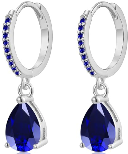 MASOP Ohrringe Silber 925 Hängend Damen, Creolen mit Anhänger Zirkonia Wassertropfen Braut Ohrringe Schmuck Geschenke für Hochzeiten Geburtstag mit Geschenkbox für Freundin Frauen Mädchen Silber/Gold