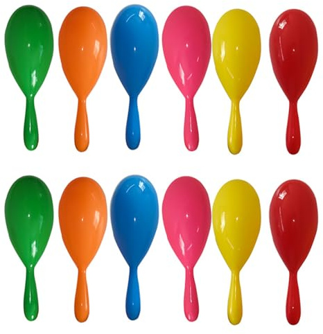 AOVNA 12Pcs Maracas Shakers Plastic Musical Egg Shakers Mexican Fiesta Party Favors Musical Fun Party Decoration for Maracas Instruments Party