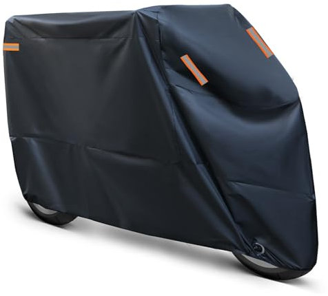 ANFTOP Housse de Moto Exterieur Impermeable, Bâche Protection Moto Interieur Étanche,210D à la Poussière/Neige/Pluie, au Vent, Soleil pour Couverture Moto Scooter XXXL