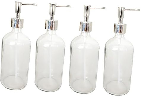 4 Stück 500ml Glas Lotionflaschen, Weiße Pumpflaschen
