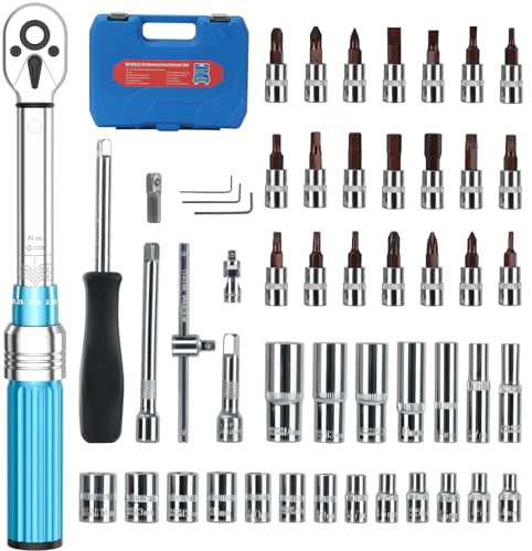 Kasakily Drehmomentschlüssel Fahrrad Set 1/4 Zoll,5-25 Nm Drehmoment Torque Wrench Motorrad 50tlg Set ± 3% Fehlergenauigkeit Reparatur Tool mit 72 Zähne Wende Ratschenkopf mit Click