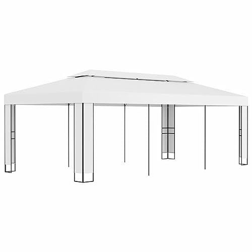 Pavillon mit Doppeldach, Chaduof Faltpavillon, Pergola, Partyzelt, Standmarkise, Sonnenzelt, Garten Pavillion, Grillpavillon, 3 x 6 m Weiß