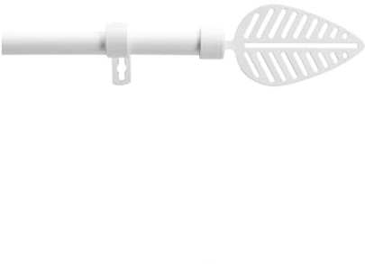 Acomoda Textil – Barra Cortina Extensible de Metal Remate Hoja Decorativa. Barra Cortina con Soportes Universal Ideal para Dormitorio, Salón, Cocina y Oficina. (Blanco, 120x210cm)