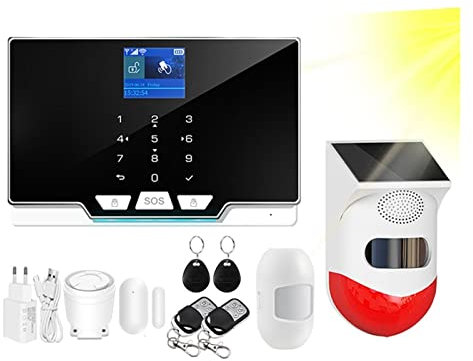 Sistema de alarma DIY de seguridad para el hogar, Tuya Wifi GSM Kit del sistema de alarma de seguridad de ladrones de casas Rfid tft Touch Keyboard Smart Life Aplicación Compatible Kit de alarma antir