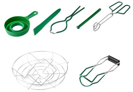 LABRIMP 1set Utensili Multifunzionali per Inscatolamento Kit di Attrezzi per Barattoli con Pinze Imbuto e Sollevatore Verde Strumenti Pratici per Marmellate e Conservare Alimenti