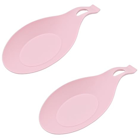 Sarini Repose-cuillère en Silicone,Porte-ustensiles de Cuisine,Repose-cuillère en Silicone,Repose-cuillère de Cuisine en Silicone,Plateau d'aide de Cuisine en Forme d'amande pour cuillères,Rose