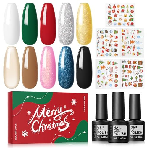 COSCELIA UV Nail Polish Set Smalto Semipermanente, 10 Colori Gel Chiodo Nail Polish Gel Smalto Starter Set per Unghie Regalo per Studio di Manicure Fai da Te
