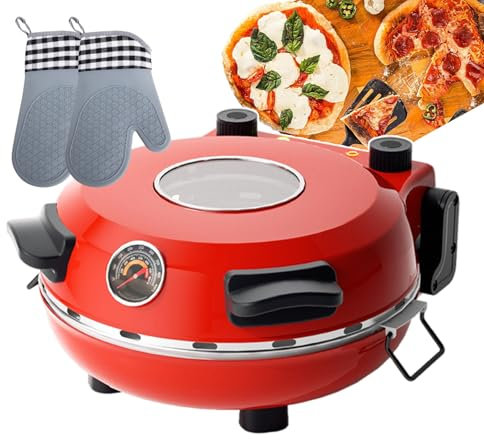 Macchina elettrica per fare la pizza con timer e temperatura regolabile 0-450℃ | Forno automatico per pizza | Macchina per il pane per pizza portatile e mini forno per pizza Pro | Piatto grande da