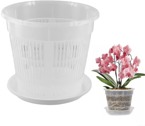 Lot de 5 pots spéciaux respirants, anti-racines, pots nutritifs pour orchidées et petites plantes d'intérieur (16 cm)