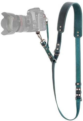 Padwa Lifestyle Green Single Camera Harness Strap for One Camera - Professional Single Full Grain Leather Camera Harness,Quick Release Gear DSLR Camera Straps for Photographers