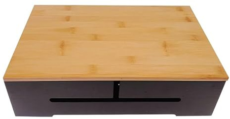 BRAVECOW Kabel Organizer Box,Kabel aufbewahrungsbox,kabelbox Mit magnetischem Holzdeckel,wandmontierbare Kabelaufbewahrungsbox für Kabel verstecken,steckdosen (Schwarz, 32 x 20.5 x 9 cm)