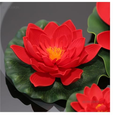 WJLYDM KüNstlicher Lotus Künstliche ROTE Lotusblätter, Seerosen, künstliche Teiche, schwimmende Blumen, schwimmende Pool-Hausgartenpflanzen, Hochzeit FüR Gartenteich Dekoration(B83)