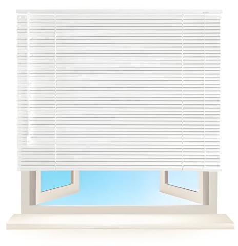 Custom Window Blinds For Home, Aluminum Venetian Blind 2.5cm Slat Waterproof Horizontal Shades 25cm 40cm 85cm 120cm 135cm 140cm 160cm(White)