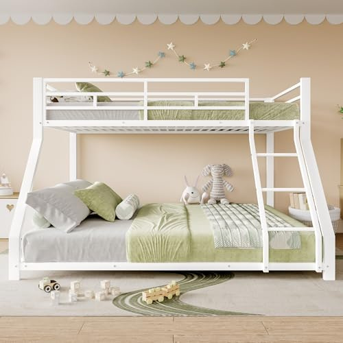 Wiuzo Etagenbett, 90 * 200 cm 140 * 200 cm, Geländer, Stufe, en747 Zertifiziert, ohne Matratze, Metall (Weiß)