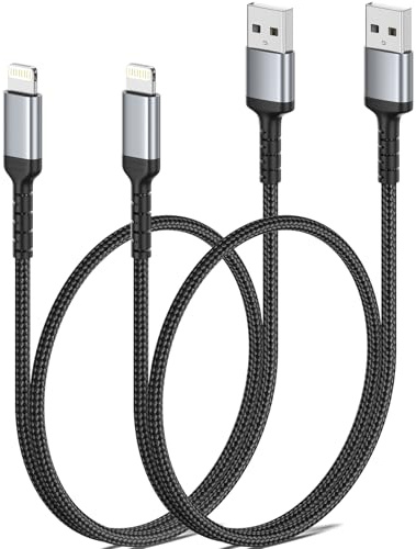 ULIFTUS Short iPhone Charger Cable, 50CM 2Pack Lightning Cord | MFi Certified, 480Mbps Data Transfer, USB A to Lightning Lead for iPhone 14 13 12 11 Pro Max XR XS X 8 Plus SE